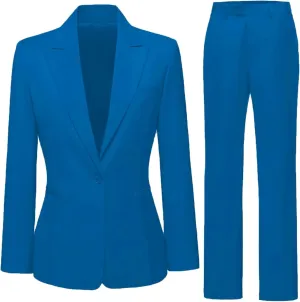Women's 2 Piece Suit One Button Business Work Office Pants Suits Slim Fit Blazer Jacket Pants Set for Women
