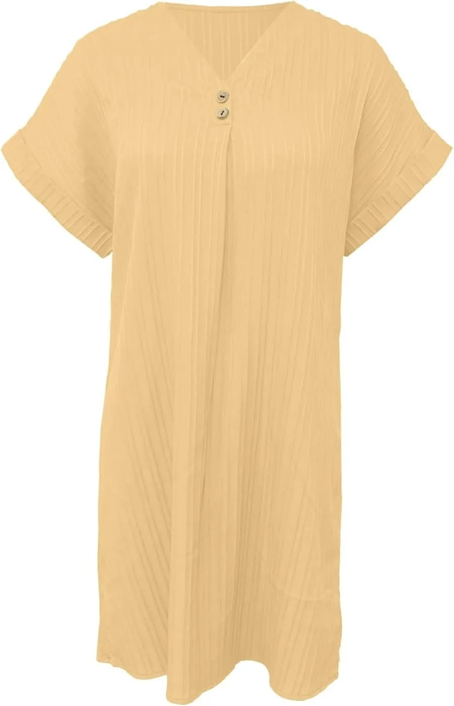 Womens Button Down Shirt Dress Summer Cotton Linen Dress V-Neck Mini Dress Casual Short Sleeve Loose Tunic Dresses