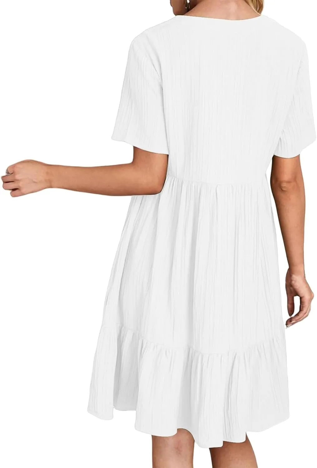 Womens Casual Summer Dresses Flowy Sleeveless Midi Dress Beach Vacation Sundress Ruffle Swing Dress V Neck Comfy