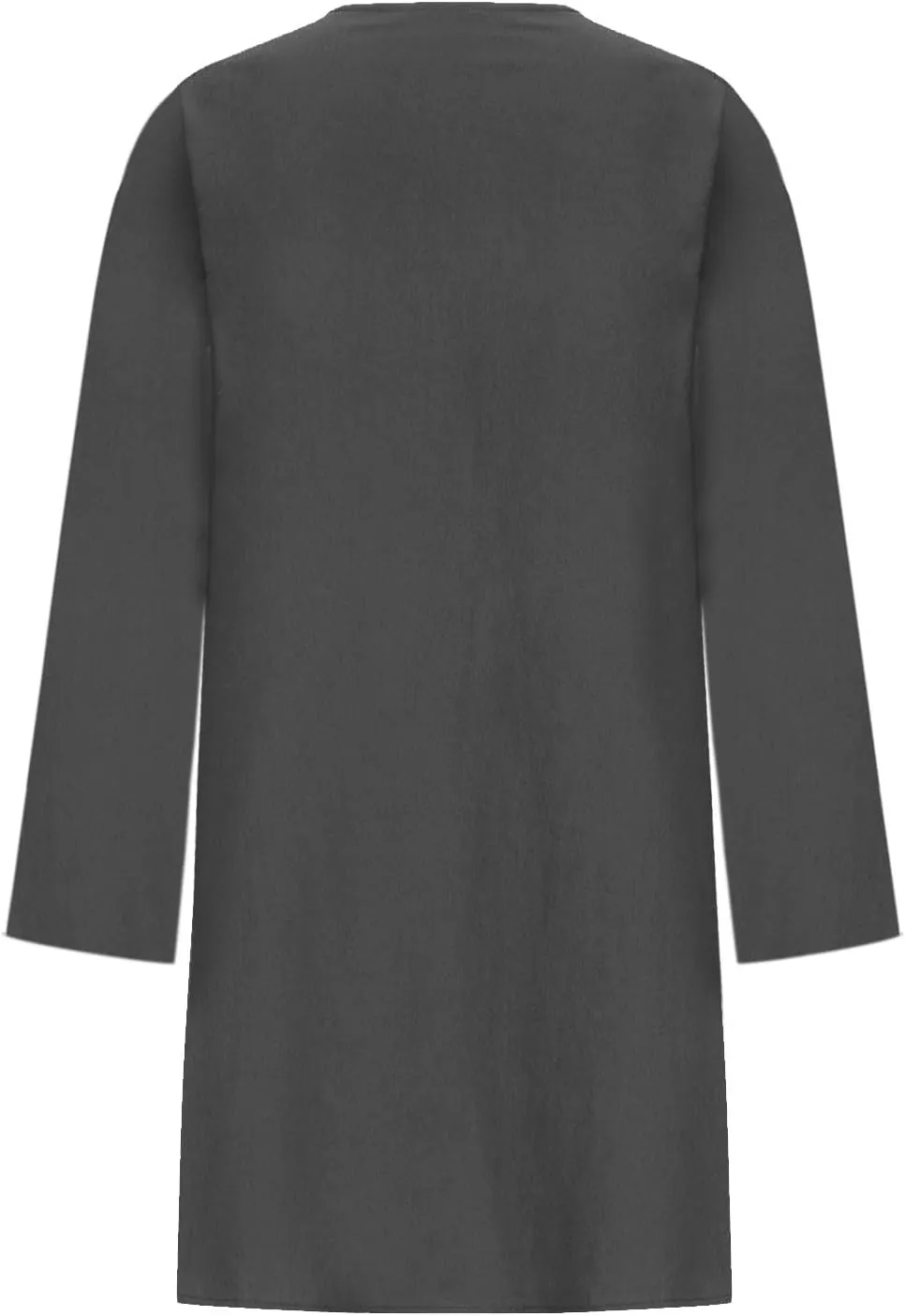 Womens Cotton Linen Dresses Spring Plain Long Sleeve Knee-Length Dress Boho Plus Size Ruched Loose Fit Midi Sundress