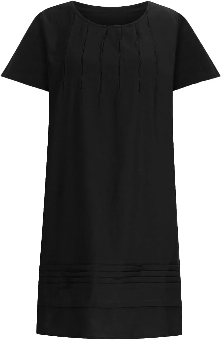 Women's Cotton Linen Midi Dress Plus Size Cap Sleeve Pleated Summer Dresses Vacation 2025 Crew Neck Casual Sundress