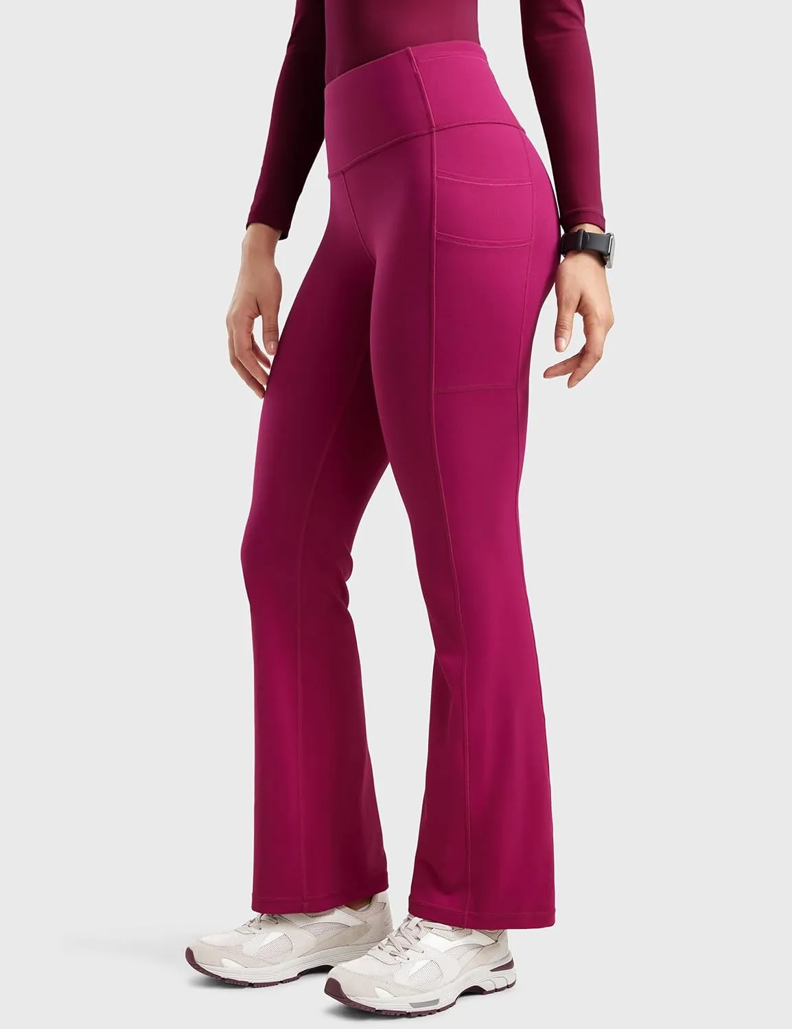 Womens High Waisted Medical Flare Scrub Pants 31" - 7 Pockets Wide Leg Bootcut Yoga Scrub Leggings Work Pants
