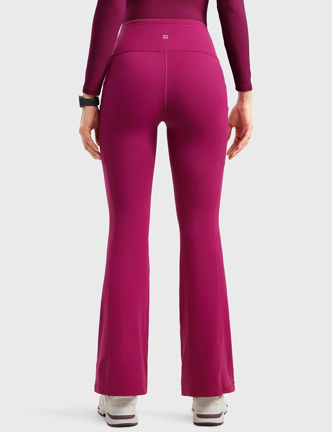 Womens High Waisted Medical Flare Scrub Pants 31" - 7 Pockets Wide Leg Bootcut Yoga Scrub Leggings Work Pants