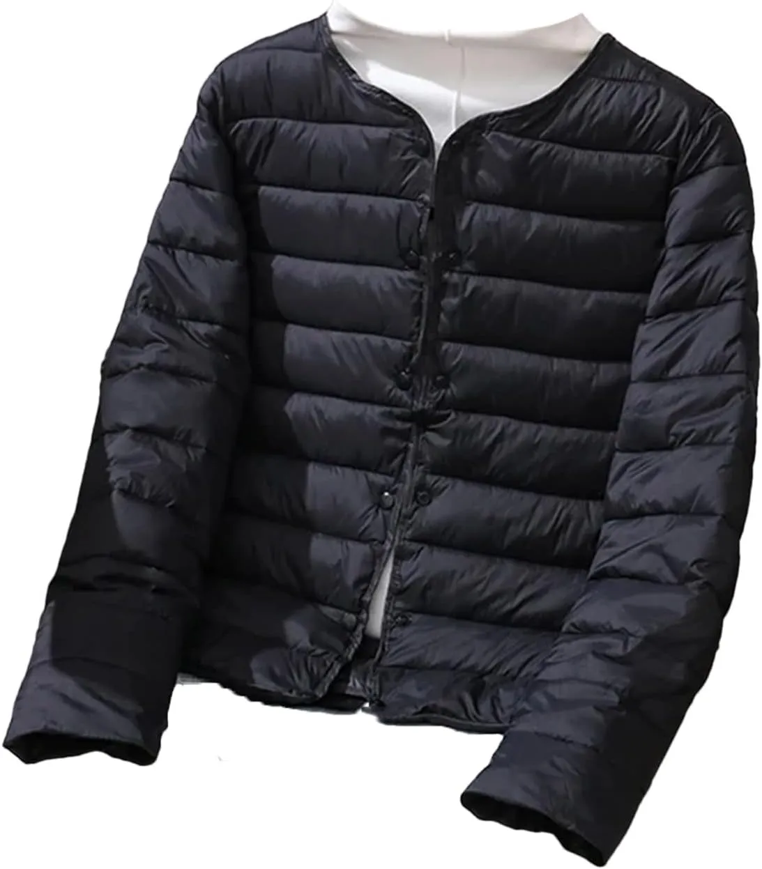 Women's Jacket Winter Ultra Light Down Cotton Collarless Padded Coat Matt Fabric Lightweight Warm Female Coat