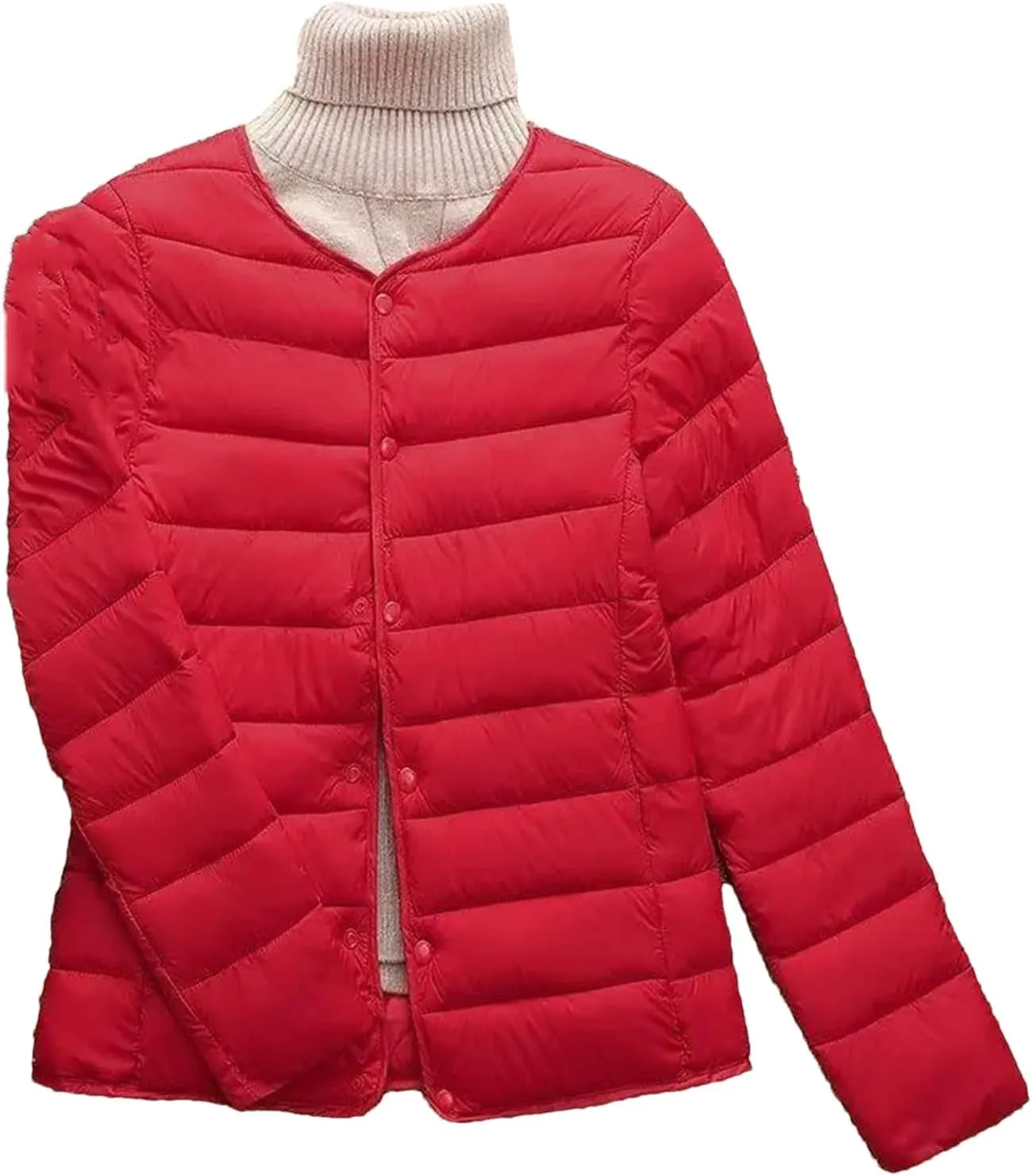 Women's Jacket Winter Ultra Light Down Cotton Collarless Padded Coat Matt Fabric Lightweight Warm Female Coat