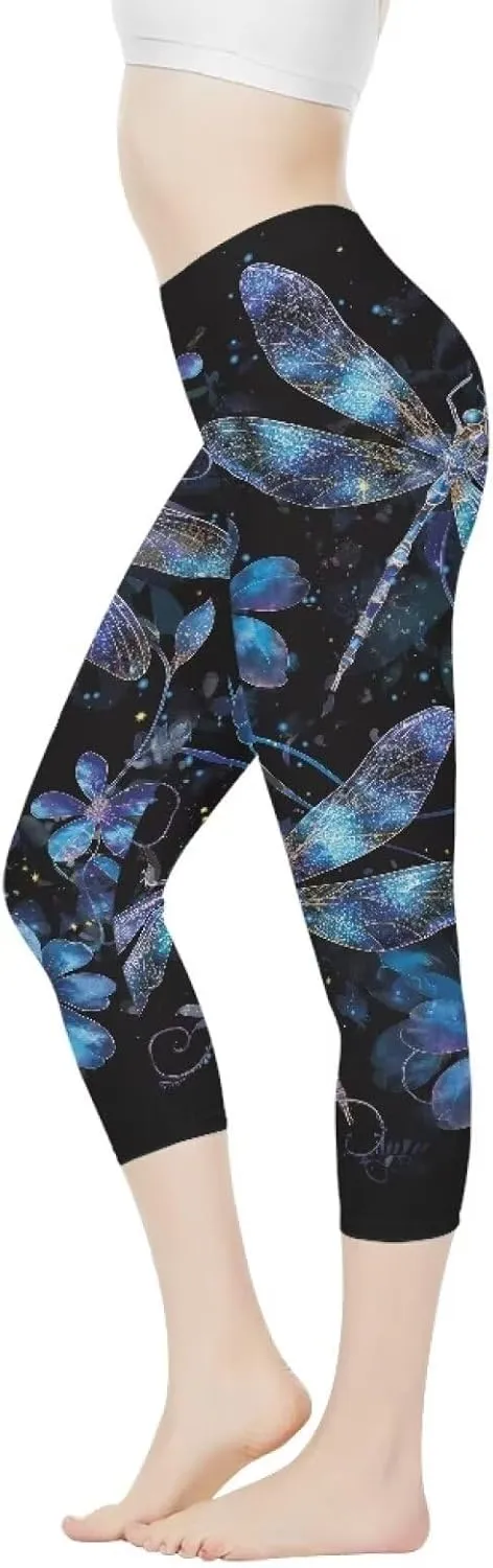Womens Yoga Pants High Waist Stretch Workout Running Legging Tummy Control Sports Capri Pant Joggers