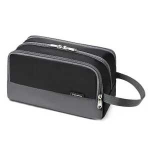 Yeiotsy Travel Toiletry Bag for Men - Ultra-thin Dopp Kit with Mesh Pockets, Compact Shaving Organizer for Gym/Camping/Hiking (Black)