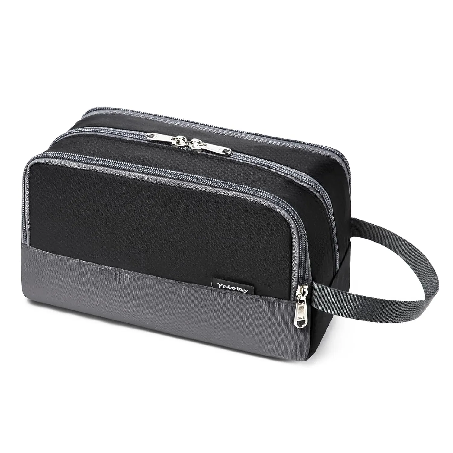 Yeiotsy Travel Toiletry Bag for Men - Ultra-thin Dopp Kit with Mesh Pockets, Compact Shaving Organizer for Gym/Camping/Hiking (Black)